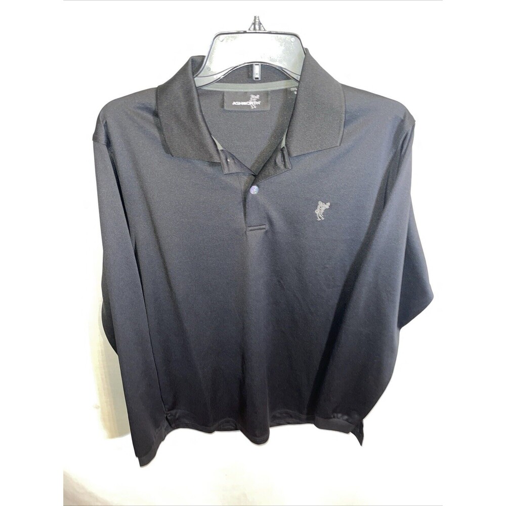 Ashworth Men’s LS Golf Polo Shirt Size Small Black Athleisure Tennis Walking